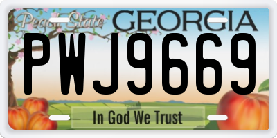 GA license plate PWJ9669