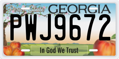 GA license plate PWJ9672