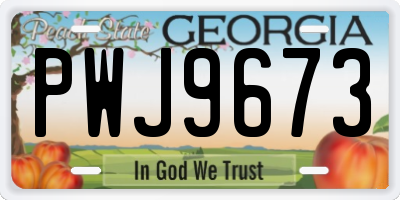 GA license plate PWJ9673