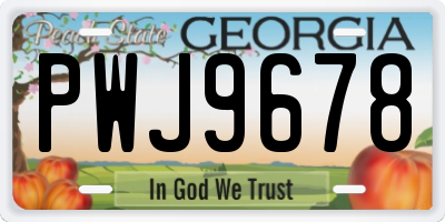 GA license plate PWJ9678