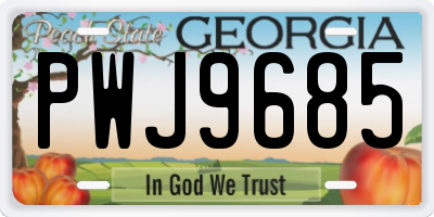 GA license plate PWJ9685