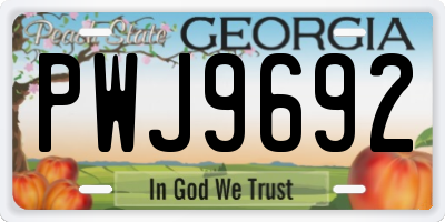 GA license plate PWJ9692