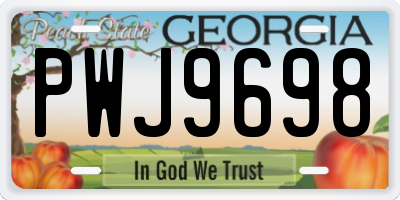 GA license plate PWJ9698