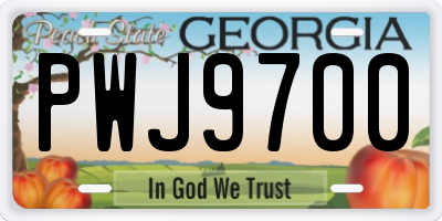 GA license plate PWJ9700