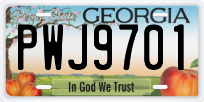 GA license plate PWJ9701