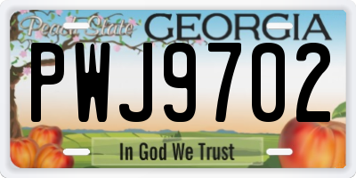 GA license plate PWJ9702