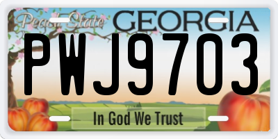GA license plate PWJ9703