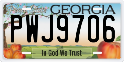 GA license plate PWJ9706