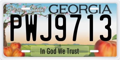 GA license plate PWJ9713