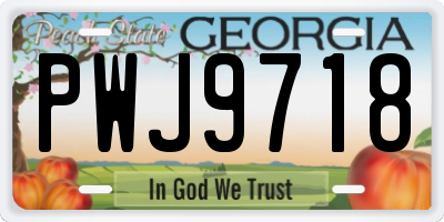 GA license plate PWJ9718