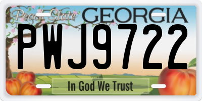 GA license plate PWJ9722