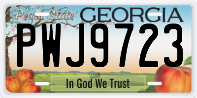 GA license plate PWJ9723