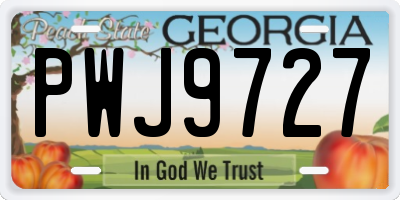 GA license plate PWJ9727