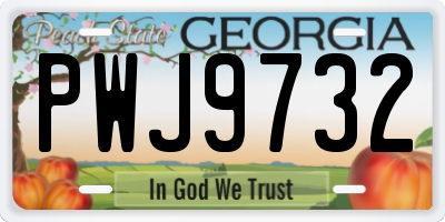 GA license plate PWJ9732