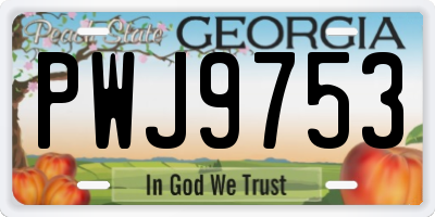 GA license plate PWJ9753