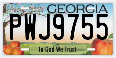 GA license plate PWJ9755