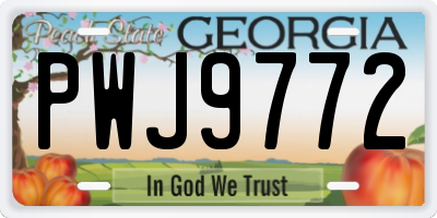GA license plate PWJ9772