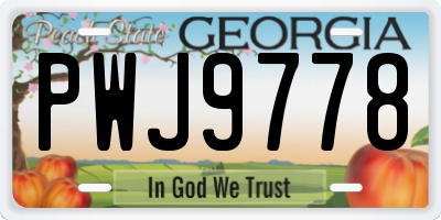 GA license plate PWJ9778
