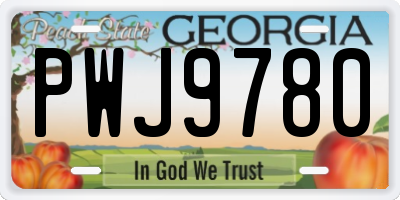 GA license plate PWJ9780