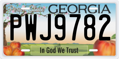 GA license plate PWJ9782
