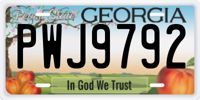 GA license plate PWJ9792