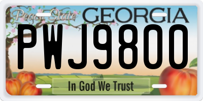 GA license plate PWJ9800