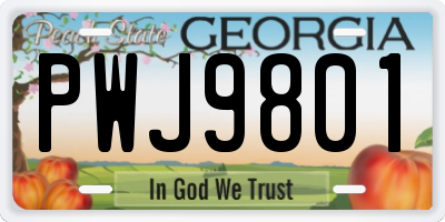 GA license plate PWJ9801