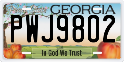 GA license plate PWJ9802