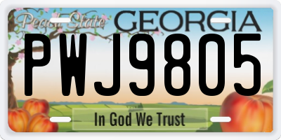 GA license plate PWJ9805