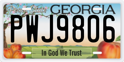 GA license plate PWJ9806