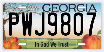 GA license plate PWJ9807