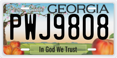 GA license plate PWJ9808