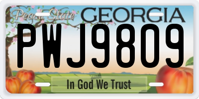 GA license plate PWJ9809