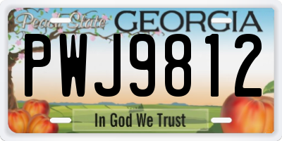 GA license plate PWJ9812