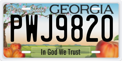 GA license plate PWJ9820