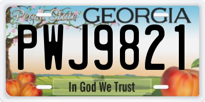 GA license plate PWJ9821
