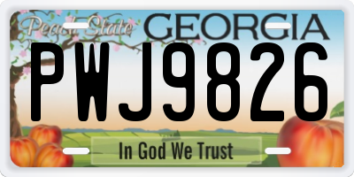 GA license plate PWJ9826