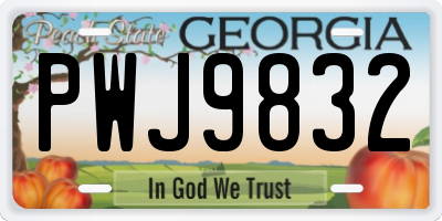 GA license plate PWJ9832