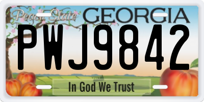 GA license plate PWJ9842