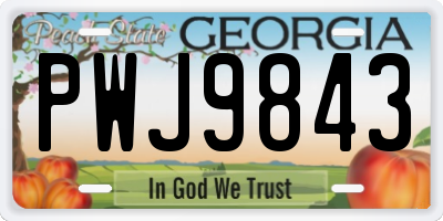 GA license plate PWJ9843