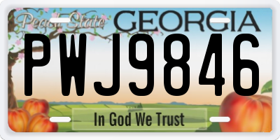 GA license plate PWJ9846