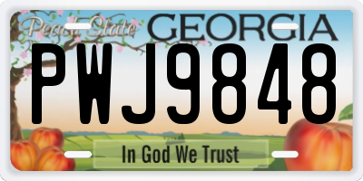 GA license plate PWJ9848