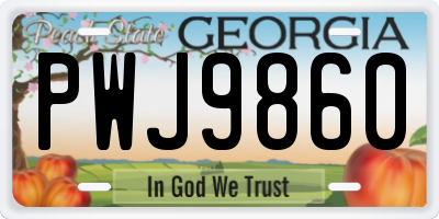 GA license plate PWJ9860