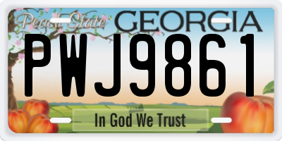GA license plate PWJ9861