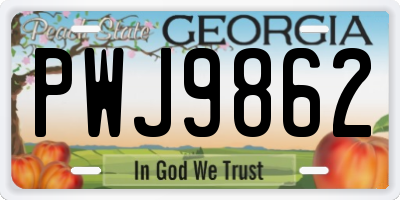 GA license plate PWJ9862