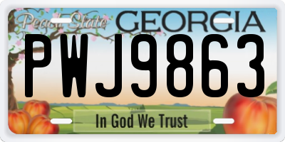 GA license plate PWJ9863