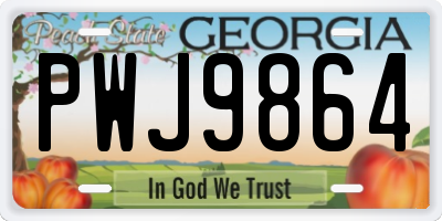 GA license plate PWJ9864