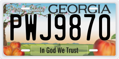 GA license plate PWJ9870