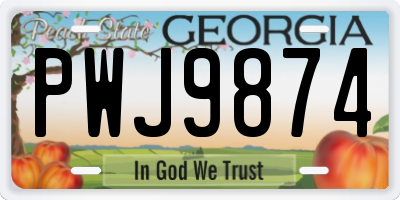 GA license plate PWJ9874