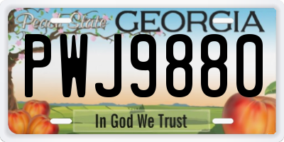 GA license plate PWJ9880